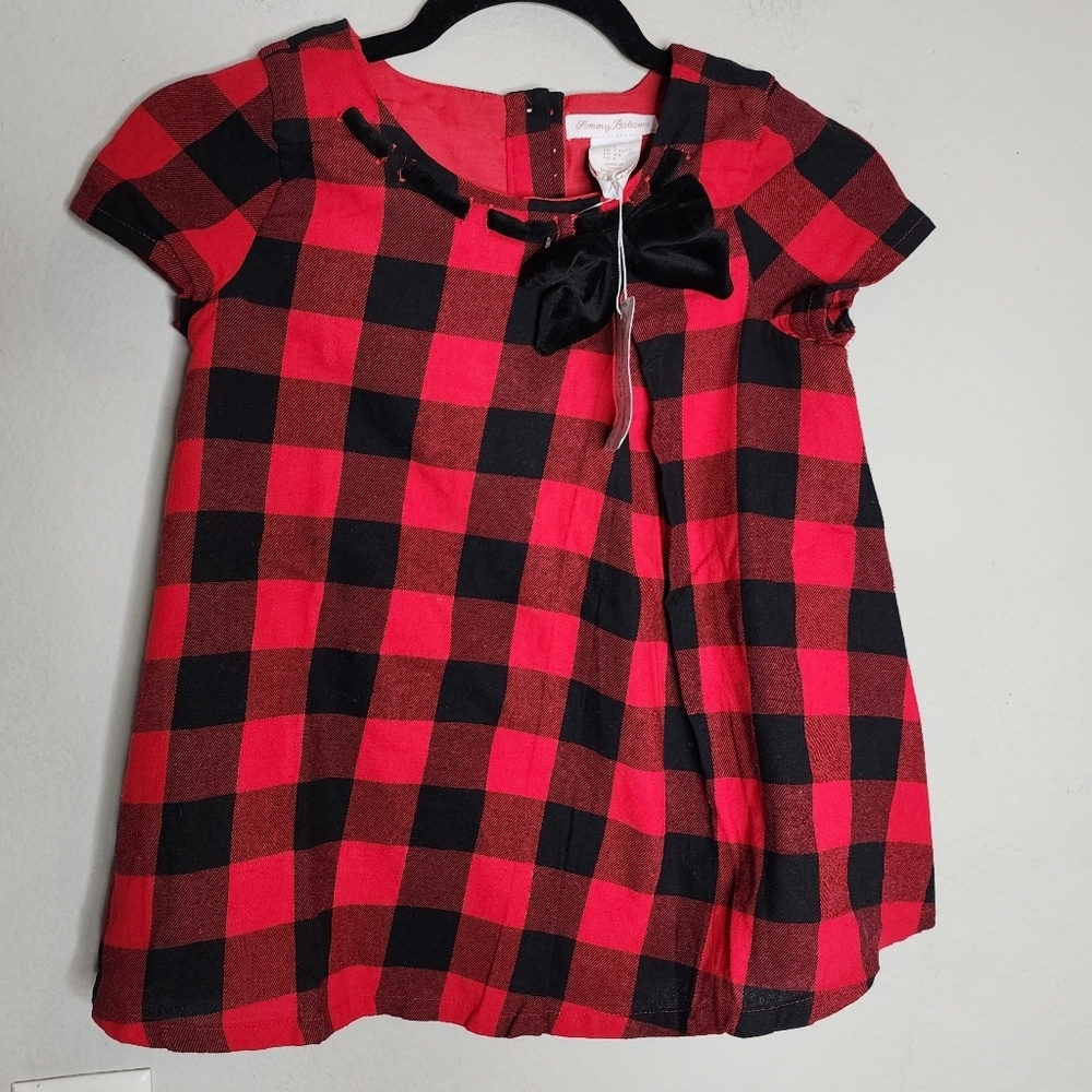 NWT Tommy Bahama Buffalo Check Black Red Plaid Cotton Dress Size 8